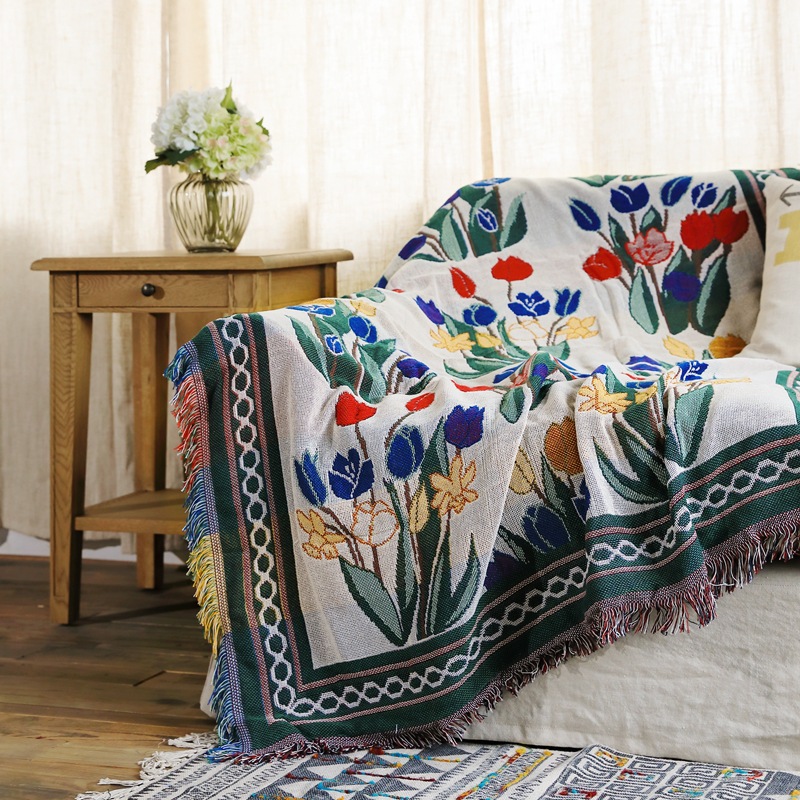 ผ้าห่มขนสัตว์ทอผ้า Jacquard แบบอเมริกันสองด้าน