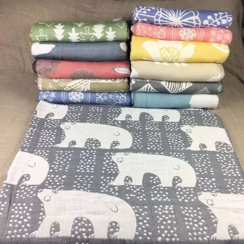ผ้าห่มผ้าขนหนูพิมพ์ลายผ้าฝ้ายญี่ปุ่น